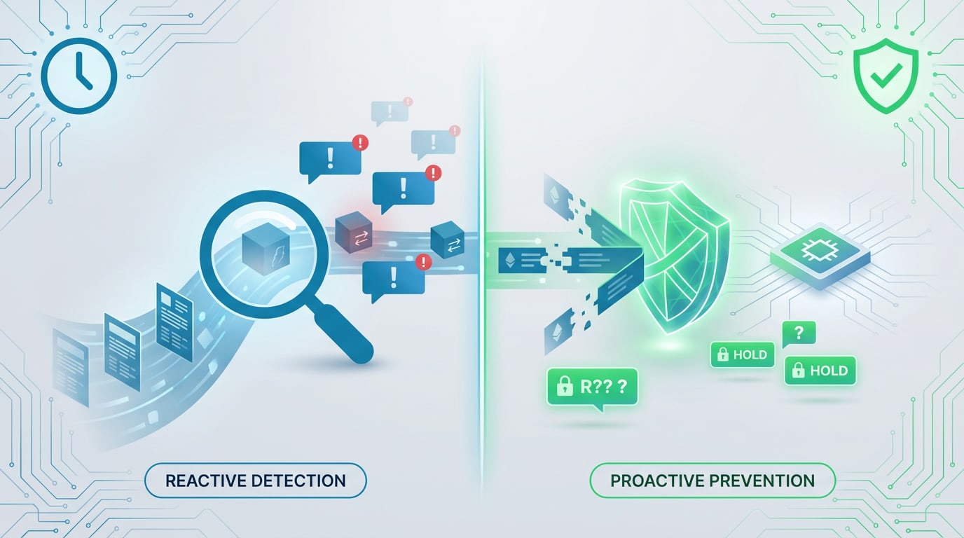 Diagram illustrating the difference between fraud detection and fraud prevention across industry contexts