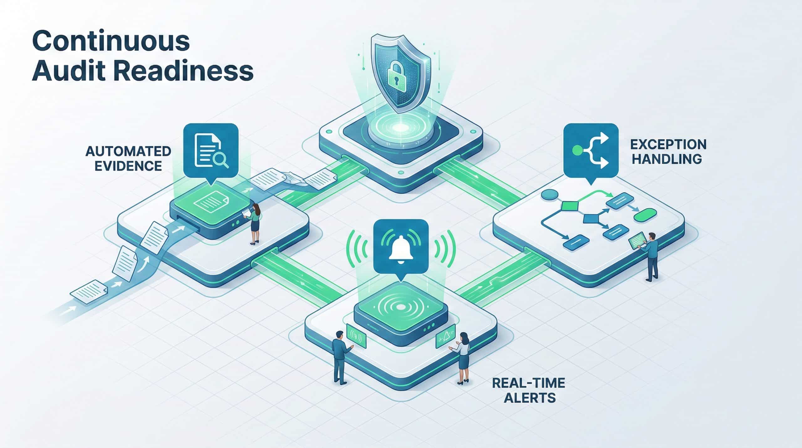 Continuous audit readiness monitoring dashboard concept