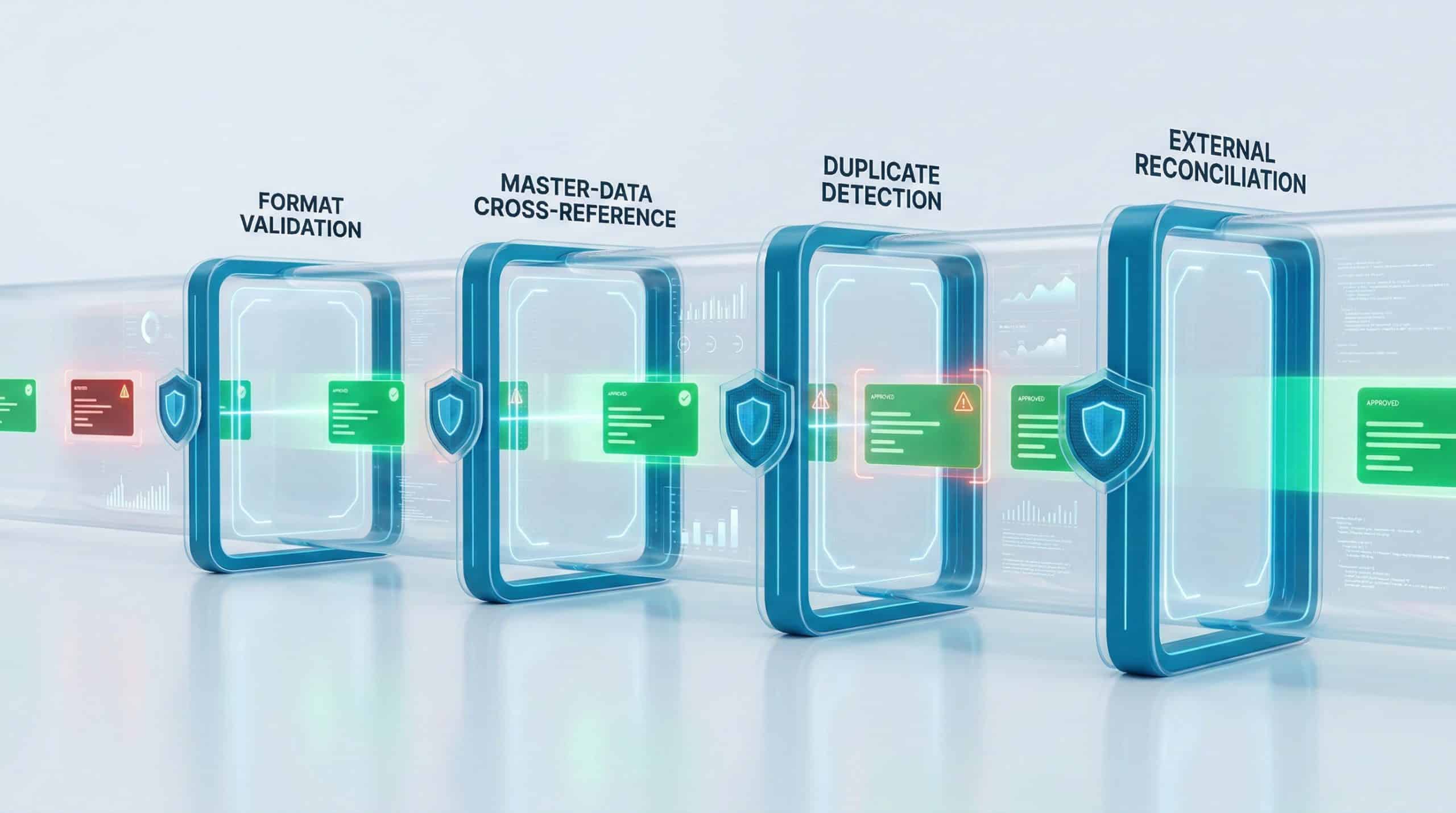 Multi-layer data validation framework ensuring integrity across automated financial workflows