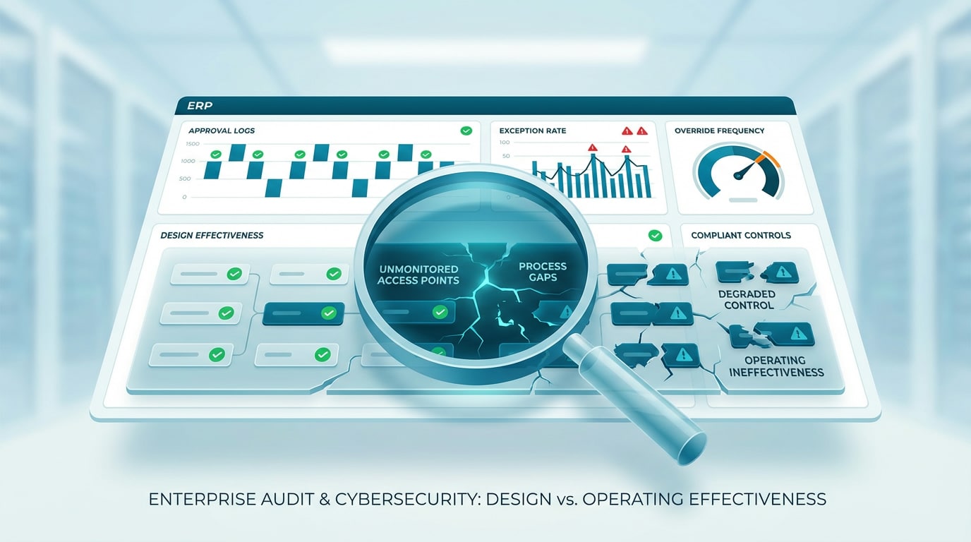Diagram showing the difference between control design effectiveness and operating effectiveness in payment processes