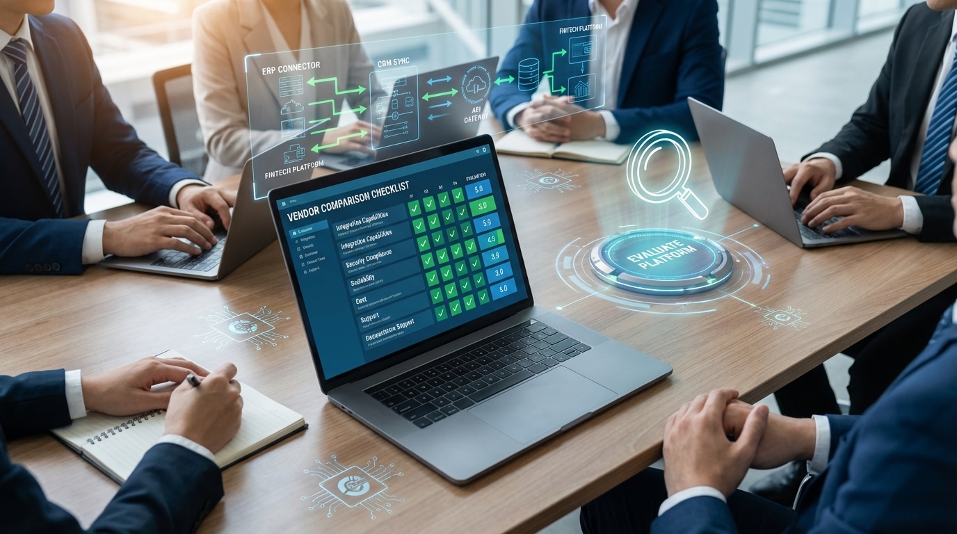 Decision-making framework showing evaluation criteria for selecting internal controls automation software