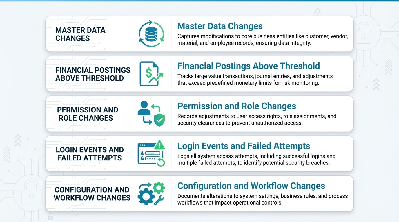 ERP audit trail components and log management best practices