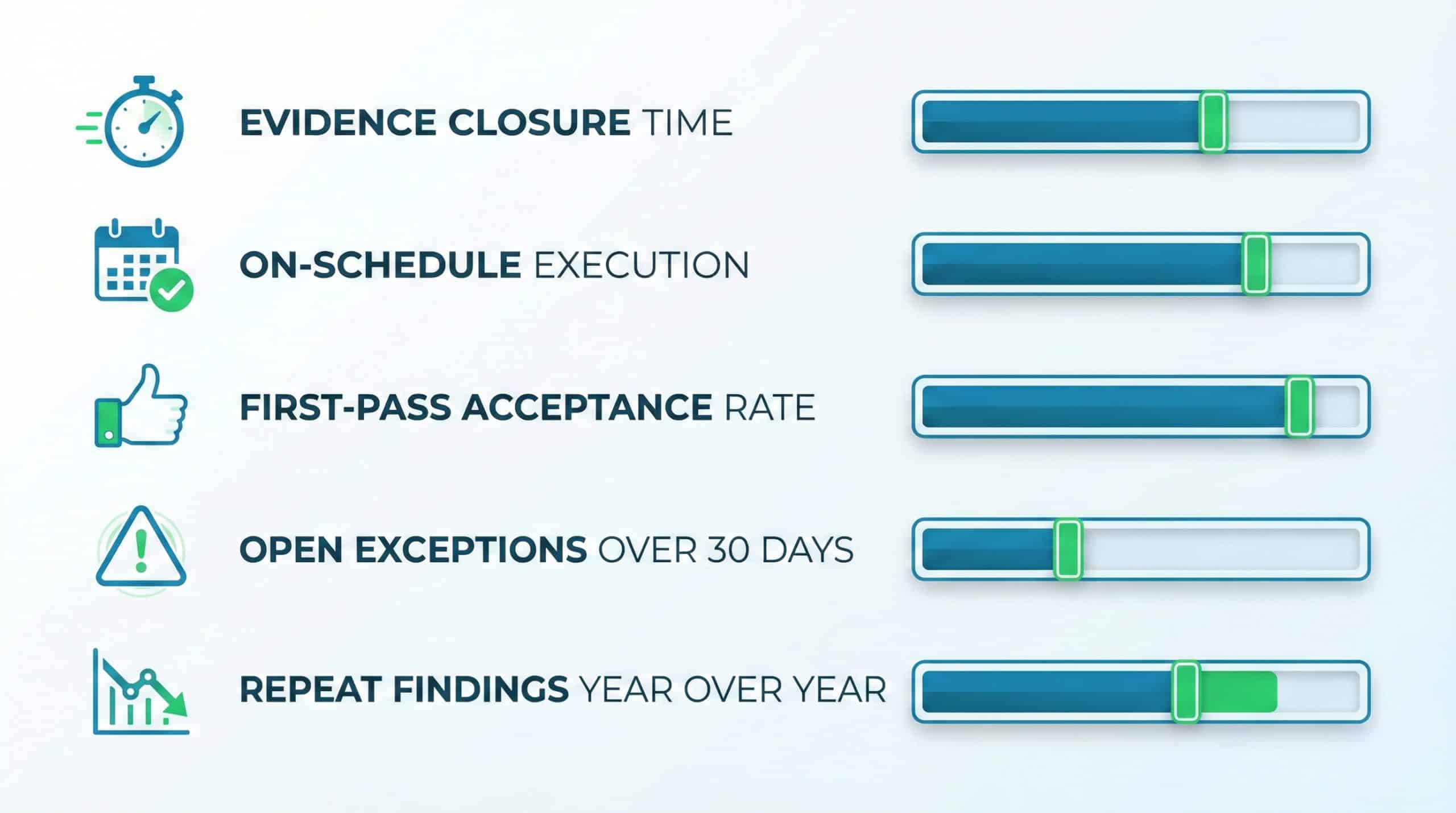 Key performance indicators for measuring audit readiness improvement
