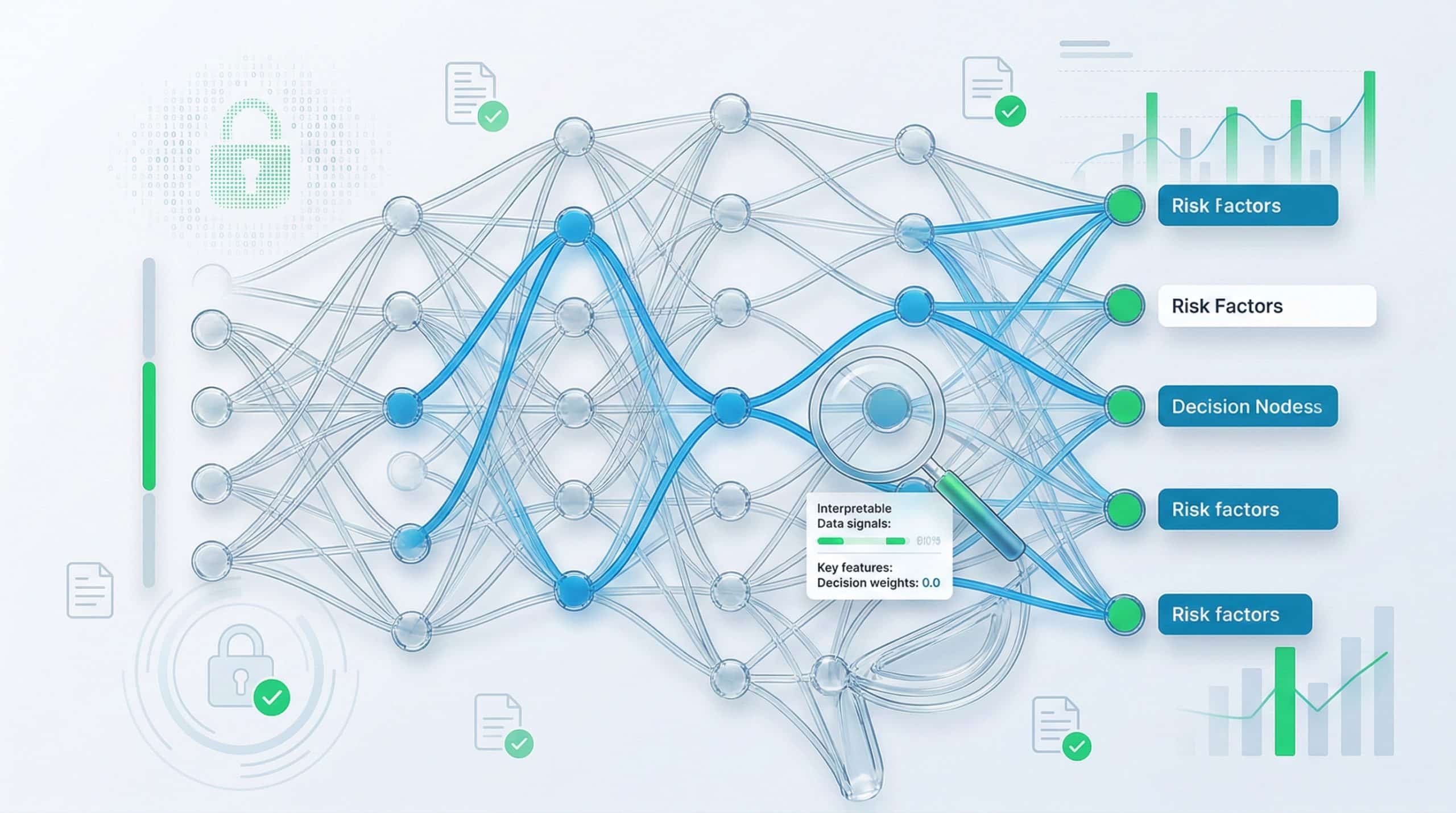 Diagram showing how explainable AI provides traceable decision logic for fraud detection outcomes