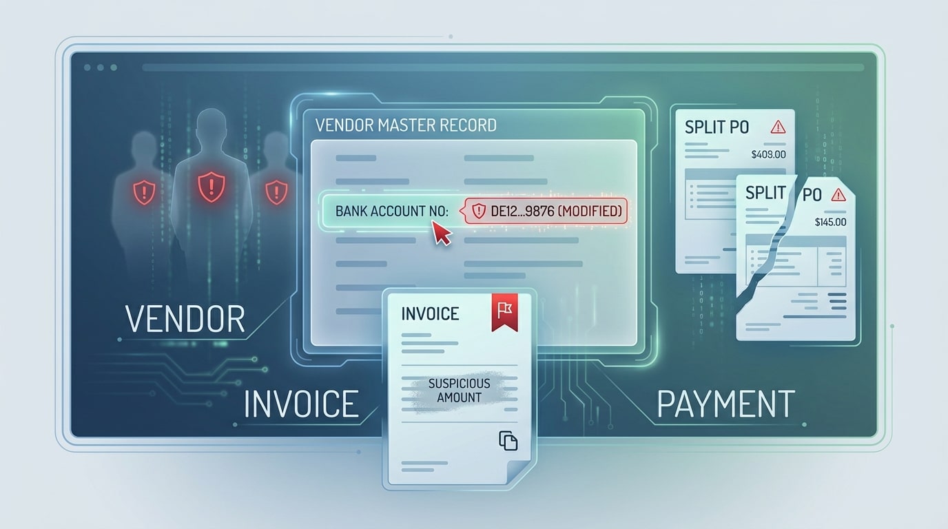 Procure-to-pay and vendor master data risk zones in ERP systems